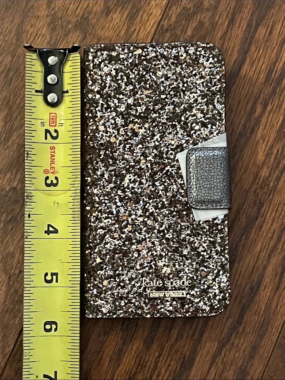 kate spade Gold Glitter Wrap Folio Phone Case Magnetic Closure-new in clamshell